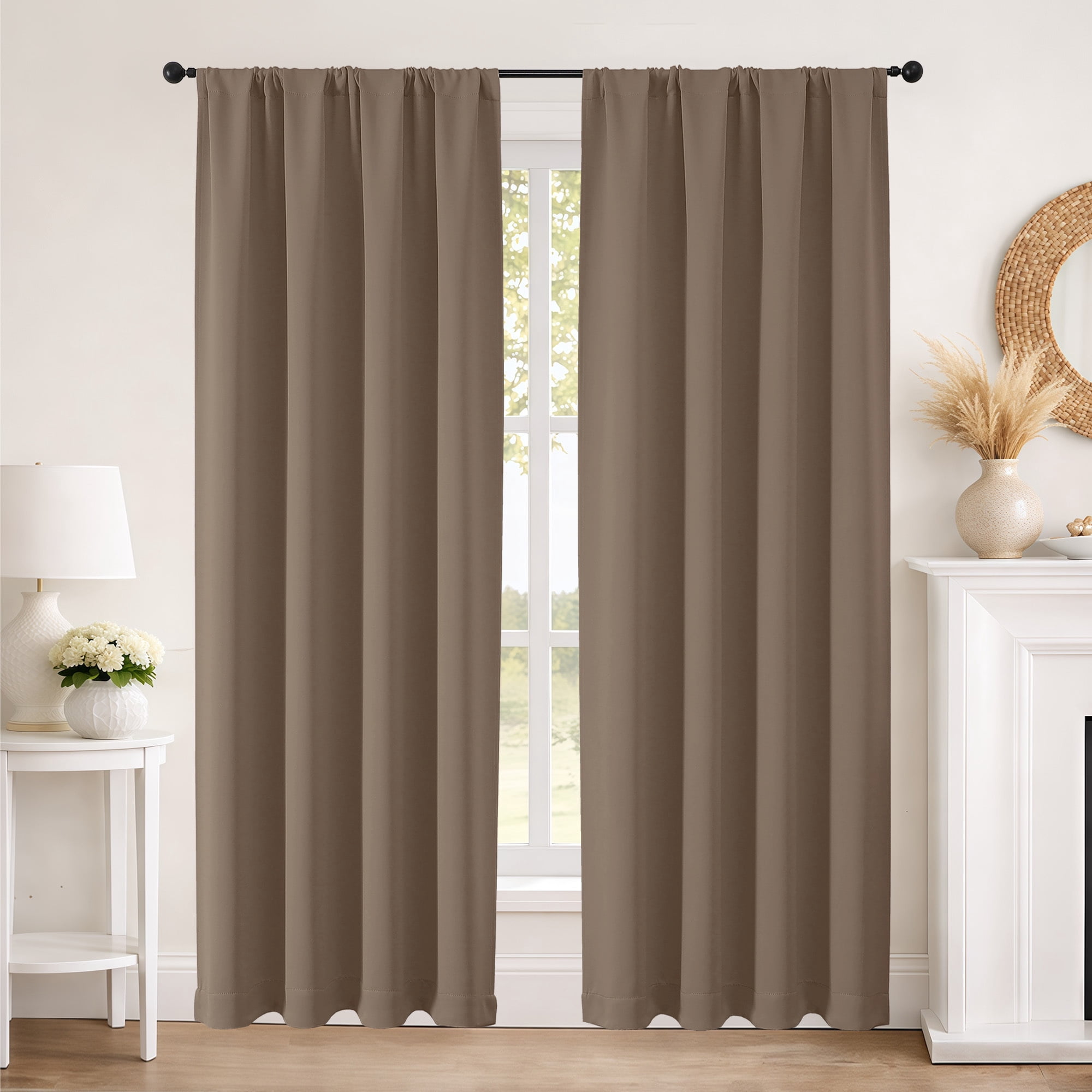 MKHILL Aether 40x84 Barley Blackout Curtains 2 Panels, 84 Inch Floor Length Panels for Living Room Bedroom, Thermal Insulated Drapes, Each 40" W x 84" L