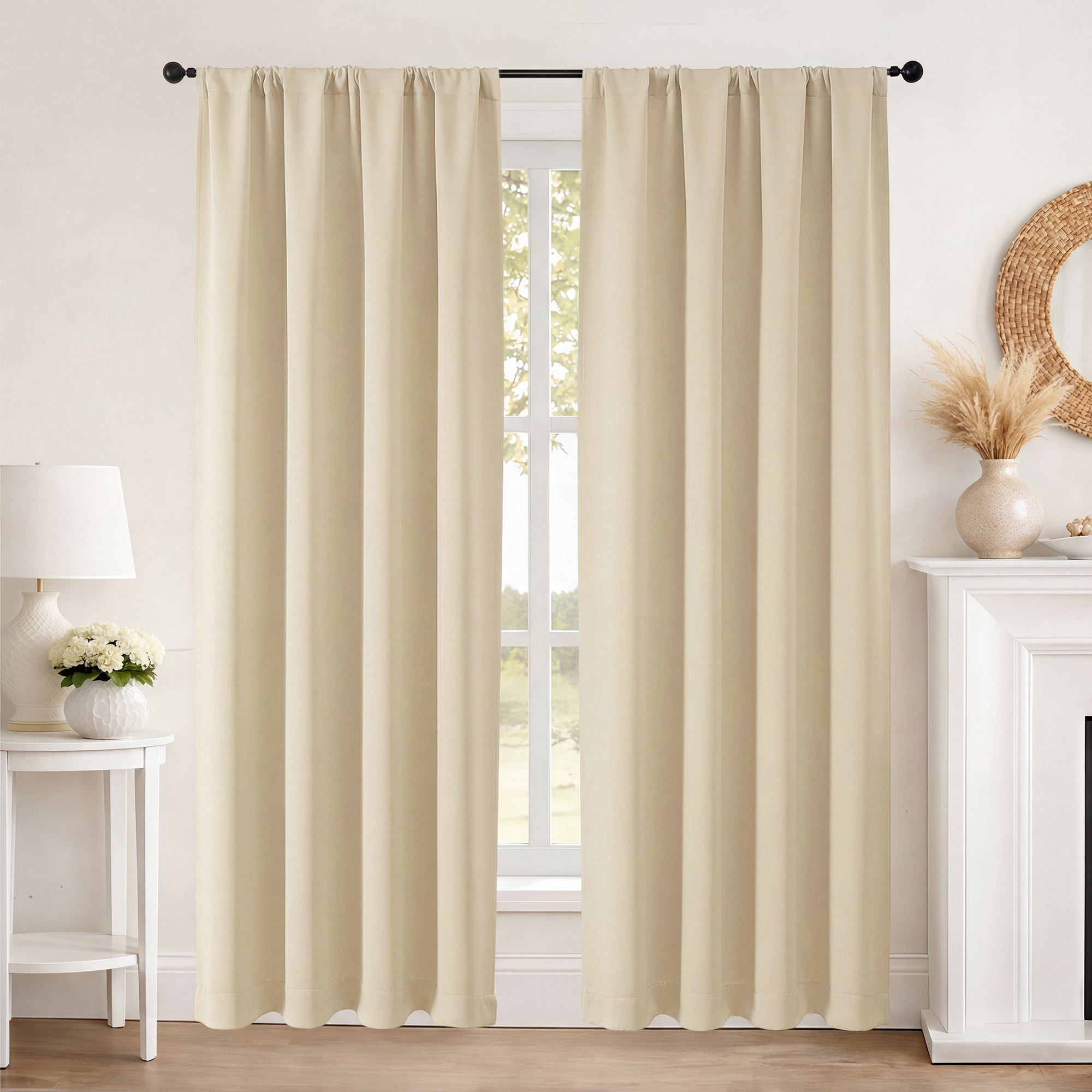 MKHILL Aether 40x84 Blackout Curtains Biscotti Beige 2 Panels, 84 Inch Floor Length Panels for Living Room Bedroom, Thermal Insulated Drapes, Each 40" W x 84" L