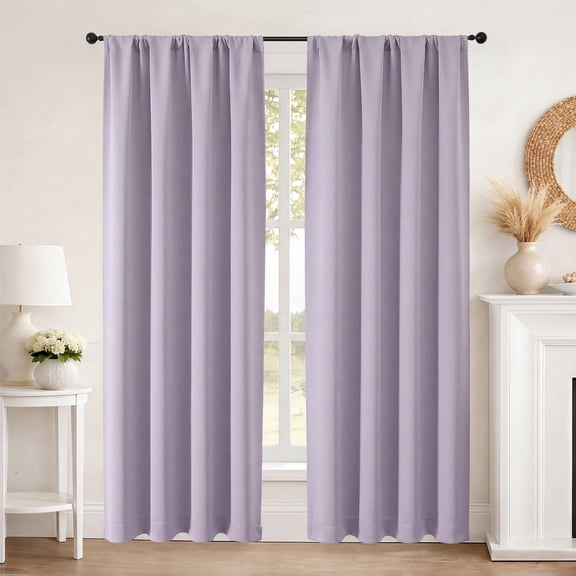 MKHILL Aether 40x84 Lavender Blackout Curtains 2 Panels, 84 Inch Floor Length Panels for Living Room Bedroom, Thermal Insulated Drapes, Each 40" W x 84" L