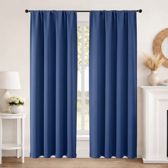 MKHILL Aether 40x84 Royal Blue Blackout Curtains 2 Panels, 84 Inch Floor Length Panels for Living Room Bedroom, Thermal Insulated Drapes, Each 40" W x 84" L