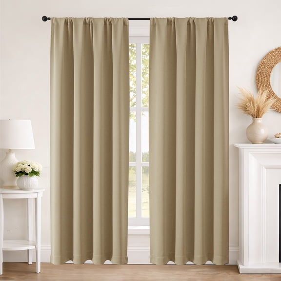 MKHILL Aether 40x84 Taupe Blackout Curtains 2 Panels, 84 Inch Floor Length Panels for Living Room Bedroom, Thermal Insulated Drapes, Each 40" W x 84" L