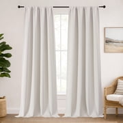 MKHILL Aether 108 Inch Long Natural Blackout Curtains for High Ceilings Loft Tall Windows, 2 Panels Thermal Insulated Room Darkening Drapes, Each 50"W x 108"L, 