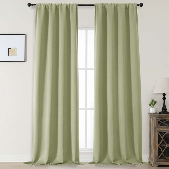 MKHILL Aether 120 Inch Extra Long Sage Green Blackout Curtains for Sliding Glass Doors Large Patio, 2 Panels Thermal Insulated Room Darkening Drapes, Each 50"W x 120"L(10 Feet), Sage Green
