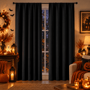 MKHILL Aether Wide Black Blackout Curtains 50X 84 Inch Length 2 Panels, Thermal Insulated Drapes for Bedroom Living Room, Each 50"W x 84"L, Black