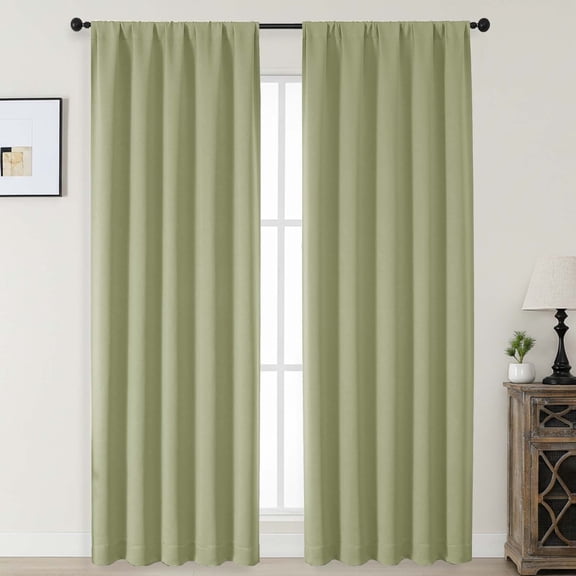 MKHILL Aether 2 Pieces Sage Green Blackout Curtains 90 Inch Long for Standard Windows, Thermal Insulated Room Darkening Drapes for Bedroom, Each 50"W x 90"L, Sage Green