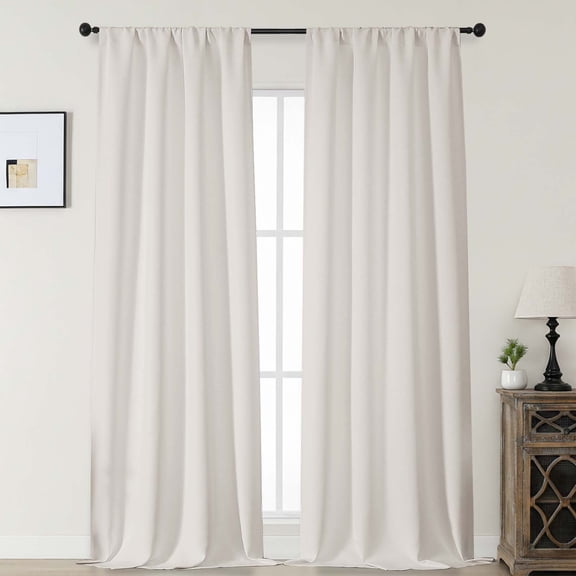 MKHILL Aether 96 Inch Long Natural Blackout Curtains for Floor-to-Ceiling Windows, 2 Panels Thermal Insulated Room Darkening Drapes, 50"W x 96"L Each, Natural