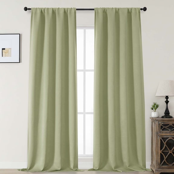 MKHILL Aether 96 Inch Long Sage Green Blackout Curtains for Floor-to-Ceiling Windows, 2 Panels Thermal Insulated Room Darkening Drapes, 50"W x 96"L Each, Sage Green