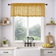 thumbnail image 1 of MKHILL 42x18 Gold Jacquard Clip Sheer Valance Curtains 2 Panels, Rod Pocket Semi Sheer Window Topper for Kitchen RV Small Windows, Each 42"Wx18"L, 1 of 9