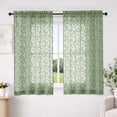 thumbnail image 1 of MKHILL Botanical Leaf Pattern Sheer Curtains 54 Inch Length 2 Panels, Rod Pocket Voile Light Filtering Drapes for Kitchen Dining Room Living Room Bedroom, 42"W x 54"L, Sage Green, 1 of 9