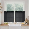 thumbnail image 1 of MKHILL 24 Inch Short Crushed Sheer Curtains 2 Panels, Light Filtering Voile Drapes for RV Camper Laundry Over Sink, Rod Pocket Small Window Panels, Each 42" W x 24" L, Black, 1 of 10