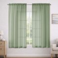 thumbnail image 1 of MKHILL Sage Green Crushed Sheer Curtains 63 inch Length 2 Panels Set, Light Filtering Voile Drapes for Living Room Bedroom, Rod Pocket Semi Sheer Window Panels, Each 42" W x 63" L, 1 of 12
