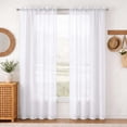 thumbnail image 1 of MKHILL 42x84 White Crushed Sheer Curtains 2 Panels Set, 84 Inch Long Light Filtering Voile Drapes for Living Room Bedroom, Rod Pocket Semi Sheer Window Panels, Each 42"Wx84"L, 1 of 12