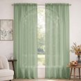 thumbnail image 1 of MKHILL 42x90 Sage Green Crushed Sheer Curtains 2 Panels Set, 90 Inch Long Light Filtering Voile Drapes for Living Room Bedroom High Windows, Rod Pocket Window Panels, Each 42" W x 90" L, 1 of 12