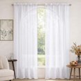 thumbnail image 1 of MKHILL 42x90 White Crushed Sheer Curtains 2 Panels Set, 90 Inch Long Light Filtering Voile Drapes for Living Room Bedroom High Windows, Rod Pocket Window Panels, Each 42" W x 90" L, 1 of 12