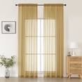 thumbnail image 1 of MKHILL Gold Sheer Curtains 108 Inch Long 2 Panels, Light Filtering Privacy for Living Room/Bedroom, Semi Transparent Voile Rod Pocket Window Treatment, Each 42" W x 108" L, 1 of 9