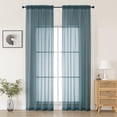 thumbnail image 1 of MKHILL Dusty Blue Sheer Curtains 120 Inches Long 2 Panels Set, Light Filtering Privacy for Living Room/Bedroom, Semi Transparent Voile Rod Pocket Window Treatment, Each 42" W x 120" L, 1 of 8