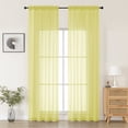 thumbnail image 1 of MKHILL Lemon Yellow Sheer Curtains 120 Inches Long 2 Panels Set, Light Filtering Privacy for Living Room/Bedroom, Semi Transparent Voile Rod Pocket Window Treatment, Each 42" W x 120" L, 1 of 9