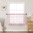thumbnail image 1 of MKHILL 24 Inch Short Sheer Curtains 2 Panels, Light Filtering Voile Drapes for RV Camper Laundry Over Sink, Rod Pocket Small Window Panels, Each 42" W x 24" L, Blush, 1 of 8