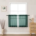 thumbnail image 1 of MKHILL 24 Inch Short Sheer Curtains 2 Panels, Light Filtering Voile Drapes for RV Camper Laundry Over Sink, Rod Pocket Small Window Panels, Each 42" W x 24" L, Hunter Green, 1 of 8