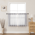 thumbnail image 1 of MKHILL Charcoal 30 Inch Long Short Sheer Curtains for Kitchen Over Sink, 42x30 Short Voile Drapes for Laundry RV Small Window, Rod Pocket, Each 42" W x 30" L, 1 of 6