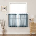 thumbnail image 1 of MKHILL Dusty Blue 30 Inch Long Short Sheer Curtains for Kitchen Over Sink, 42x30 Short Voile Drapes for Laundry RV Small Window, Rod Pocket, Each 42" W x 30" L, 1 of 7