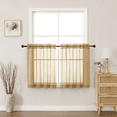 thumbnail image 1 of MKHILL Gold 30 Inch Long Short Sheer Curtains for Kitchen Over Sink, 42x30 Short Voile Drapes for Laundry RV Small Window, Rod Pocket, Each 42" W x 30" L, 1 of 9