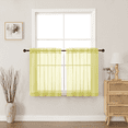 thumbnail image 1 of MKHILL Lemon Yellow 30 Inch Long Short Sheer Curtains for Kitchen Over Sink, 42x30 Short Voile Drapes for Laundry RV Small Window, Rod Pocket, Each 42" W x 30" L, 1 of 9