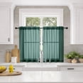 thumbnail image 1 of MKHILL 36 Inch Short Sheer Curtains 2 Panels Set, 42x36 Light Filtering Voile Drapes for Laundry RV Bedroom Small Window, Rod Pocket Panels, Each 42" W x 36" L, Hunter Green, 1 of 9