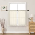 thumbnail image 1 of MKHILL Cream Sheer Curtains 45 Inch Long for Small Windows 2 Pack, Rod Pocket Short Light Filtering Voile Drapes for Bathroom Kitchen Laundry, Each 42" W x 45" L, 1 of 8