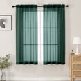 thumbnail image 1 of MKHILL 42x54" Sheer Curtains Hunter Green 2 Panels Set, 54 Inch Short Voile Drapes for Kitchen Bathroom Small Window, Rod Pocket Window Panels, Each 42" W x 54" L, 1 of 8
