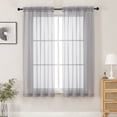 thumbnail image 1 of MKHILL Charcoal Sheer Curtains 63 inch Length 2 Panels Set, Light Filtering Voile Drapes for Living Room Bedroom, Rod Pocket Semi Sheer Window Panels, Each 42" W x 63" L, 1 of 6