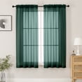 thumbnail image 1 of MKHILL Hunter Green Sheer Curtains 63 inch Length 2 Panels Set, Light Filtering Voile Drapes for Living Room Bedroom, Rod Pocket Semi Sheer Window Panels, Each 42" W x 63" L, 1 of 9