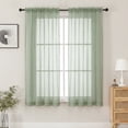 thumbnail image 1 of MKHILL Sage Green Sheer Curtains 63 inch Length 2 Panels Set, Light Filtering Voile Drapes for Living Room Bedroom, Rod Pocket Semi Sheer Window Panels, Each 42" W x 63" L, 1 of 9