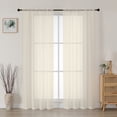 thumbnail image 1 of MKHILL Cream Sheer Curtains 72 inch Length 2 Panels Set, Rod Pocket Voile Drapes for Sliding Glass Door French Door, Semi Sheer Window Treatment, Each 42" W x 72" L, 1 of 8