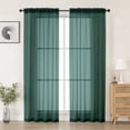 thumbnail image 1 of MKHILL Hunter Green Sheer Curtains 72 inch Length 2 Panels Set, Rod Pocket Voile Drapes for Sliding Glass Door French Door, Semi Sheer Window Treatment, Each 42" W x 72" L, 1 of 8
