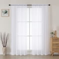 thumbnail image 1 of MKHILL White Sheer Curtains 72 inch Length 2 Panels Set, Rod Pocket Voile Drapes for Sliding Glass Door French Door, Semi Sheer Window Treatment, Each 42" W x 72" L, 1 of 7