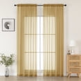 thumbnail image 1 of MKHILL Gold Sheer Curtains 96 Inch Long 2 Panels, Light Filtering Privacy for Living Room/Bedroom, Semi Transparent Voile Rod Pocket Window Treatment, Each 42" W x 96" L, 1 of 9