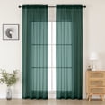 thumbnail image 1 of MKHILL Hunter Green Sheer Curtains 96 Inch Long 2 Panels, Light Filtering Privacy for Living Room/Bedroom, Semi Transparent Voile Rod Pocket Window Treatment, Each 42" W x 96" L, 1 of 9