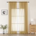 thumbnail image 1 of MKHILL Gold Sheer Curtains 120 Inch Long 2 Pack, Light Filtering Voile Drapes for Extra High Window Living Room, Rod Pocket Window Panels, Each 59" W x 120" L, 1 of 8