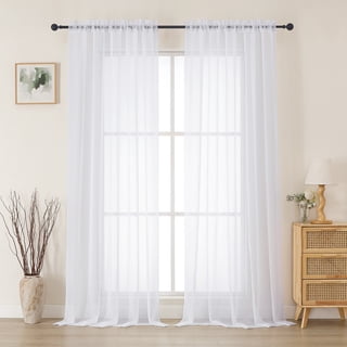 MKHILL 2 Pack Extra Wide White Sheer Curtains, 84 Inch Long Solid Voile Drapes for Living Room Dining Room, Rod Pocket Window Panels, Each 59" W x 84" L