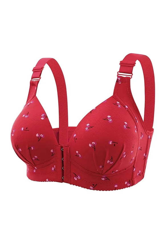 Daisy Bras For Older Women Printed Front Closure Wireless Adjustable Straps Bra Full Coverage Support Daily Bras