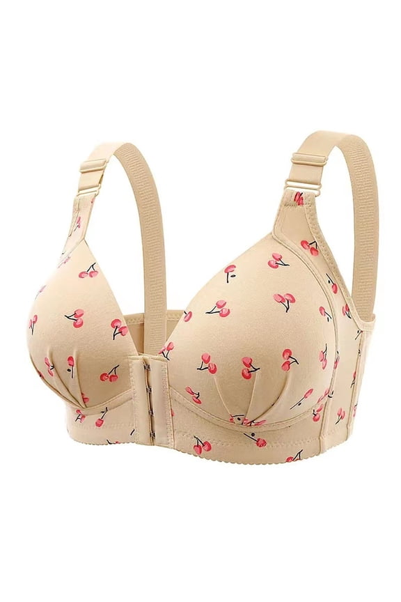 Daisy Bras For Older Women Printed Front Closure Wireless Adjustable Straps Bra Full Coverage Support Daily Bras
