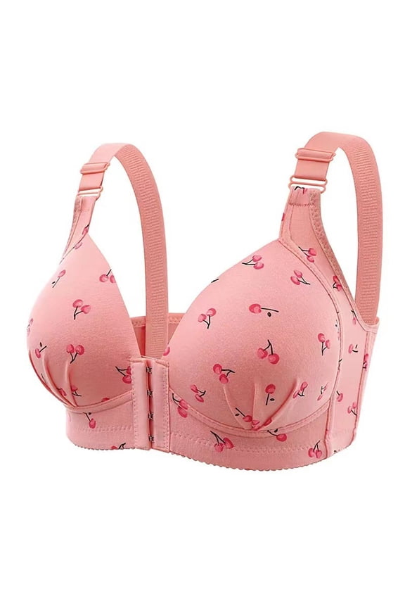Daisy Bras For Older Women Printed Front Closure Wireless Adjustable Straps Bra Full Coverage Support Daily Bras