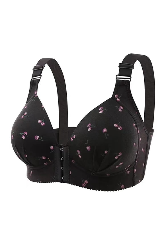 Daisy Bras For Older Women Printed Front Closure Wireless Adjustable Straps Bra Full Coverage Support Daily Bras