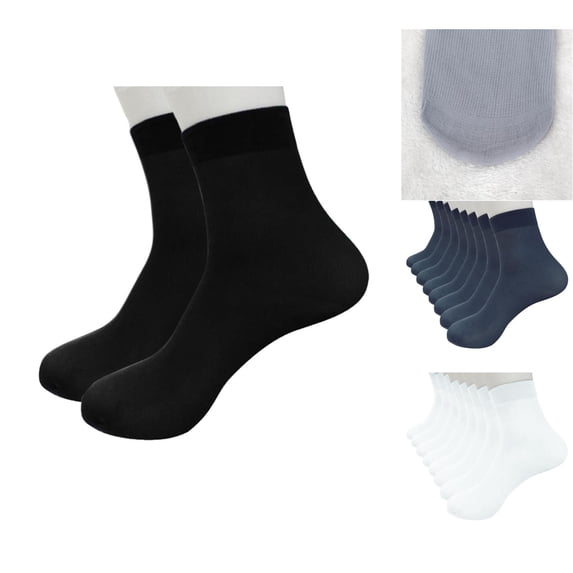 WMNTST Men's Above-Ankle Socks 8 Pairs Bamboo Fiber Elastic Short Silk Stockings Solid Color Thin Breathable Holiday Hosiery
