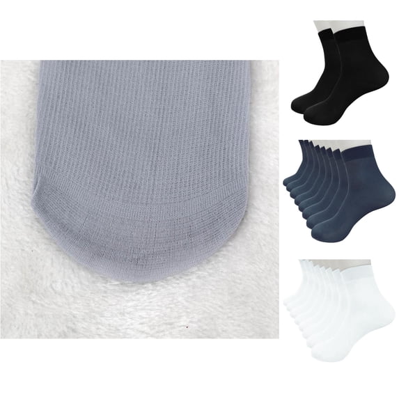 WMNTST Men's Above-Ankle Socks 8 Pairs Bamboo Fiber Elastic Short Silk Stockings Solid Color Thin Breathable Holiday Hosiery