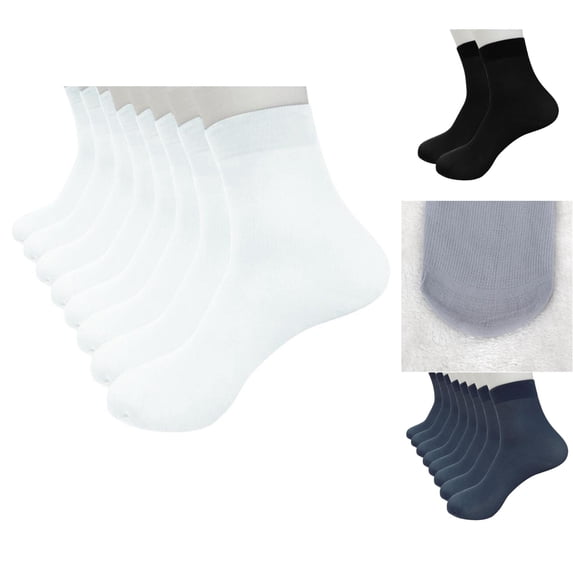 WMNTST Men's Above-Ankle Socks 8 Pairs Bamboo Fiber Elastic Short Silk Stockings Solid Color Thin Breathable Holiday Hosiery