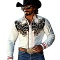 thumbnail image 1 of WMNTST Mens Shirts Long Sleeve Button Up Shirt With Collar Retro Western Cowboy Design Stylish Outdoor Casual Wear Top, 1 of 4