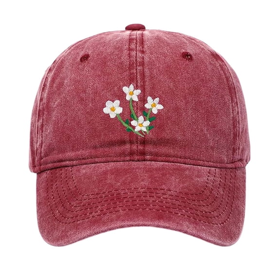 WMNTST Unisex Baseball Caps Floral Embroidered Cap Washed Classic Curved Brim Daily Outdoor Sports Hats