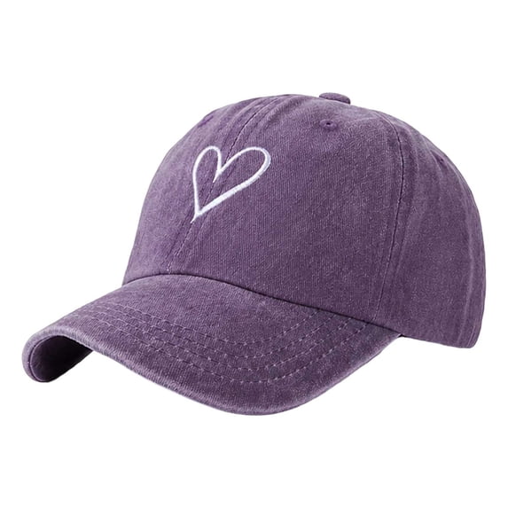 WMNTST Unisex Baseball Caps Heart Embroidery Curved Brim Cap Washed Adjustable Outdoor Activities Hat